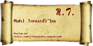 Mahl Tonuzóba névjegykártya